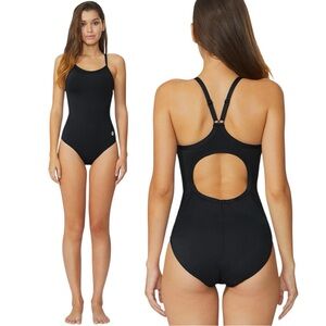 NWT BALEAF Cut-out Back Adjustable One Piece Swimsuit size 40 XL in Black